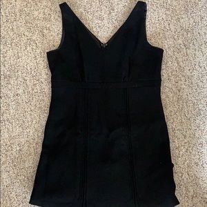 Black Wool V-Neck Dress